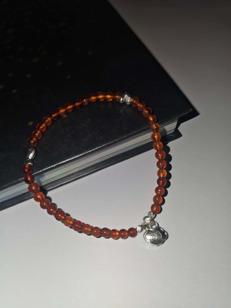 AB-GNA-01-1 Armband Damen mit Garnet Fanta-Orange und Fish, Fu Elemente