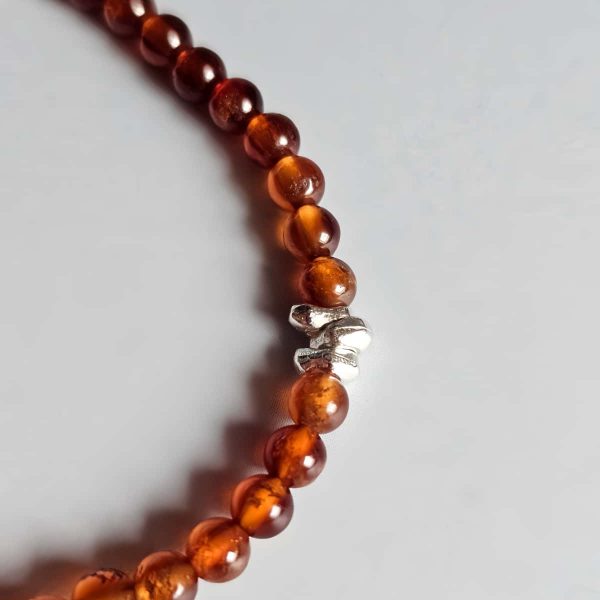 AB-GNA-01-5 Armband Damen mit Garnet Fanta-Orange und Fish, Fu Elemente