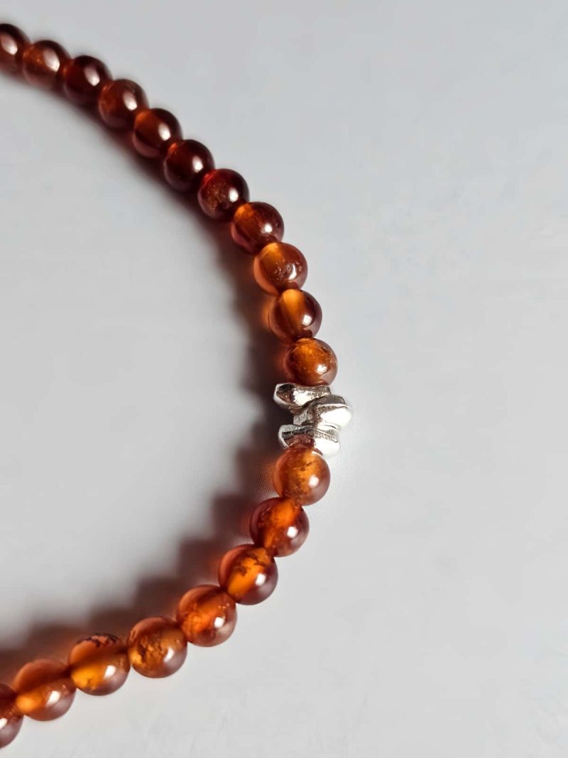 AB-GNA-01-5 Armband Damen mit Garnet Fanta-Orange und Fish, Fu Elemente