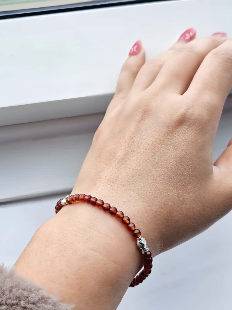 AB-GNA-01-6 Armband Damen mit Garnet Fanta-Orange und Fish, Fu Elemente