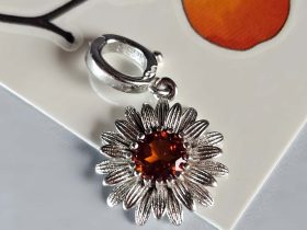 Anhänger Damen Silber mit Stein Granat Sonnenblumen