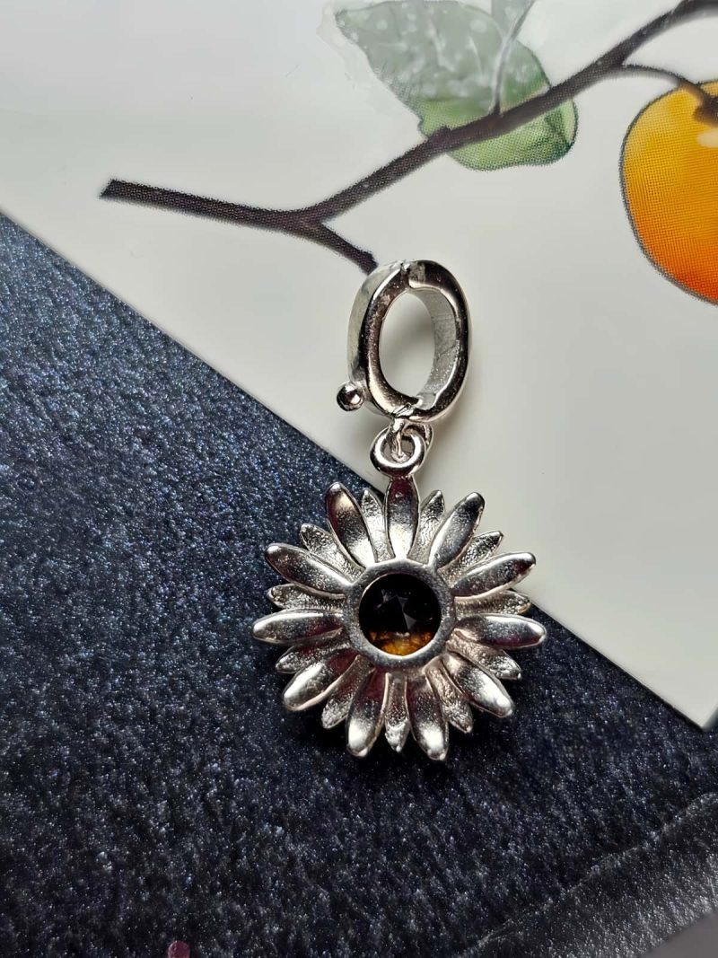 AH-GNA-01-4 Anhänger Damen Silber mit Stein Granat Sonnenblumen