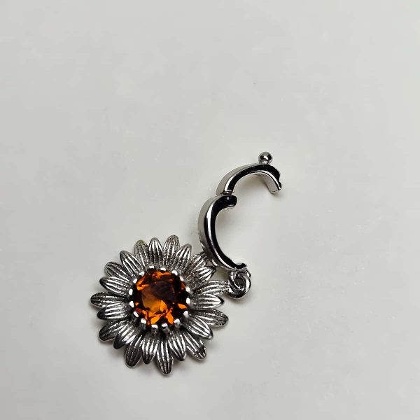 AH-GNA-01-6 Anhänger Damen Silber mit Stein Granat Sonnenblumen