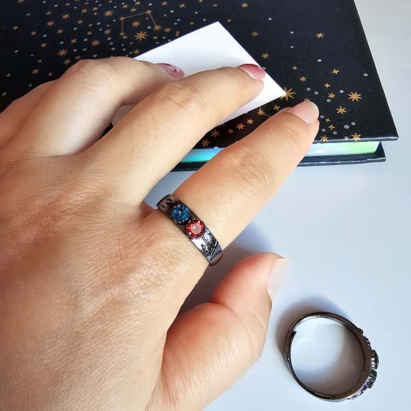 DR-GTC-03-1 Damenring mit Stein Zirkonia Rot Blau