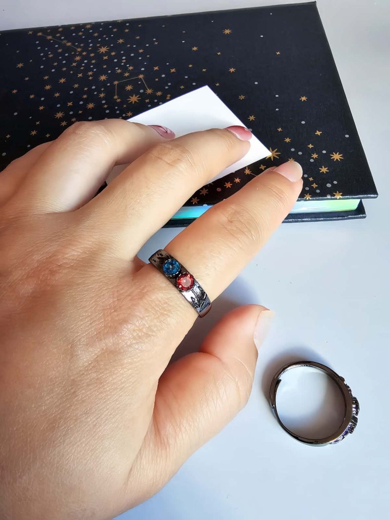 DR-GTC-03-1 Damenring mit Stein Zirkonia Rot Blau