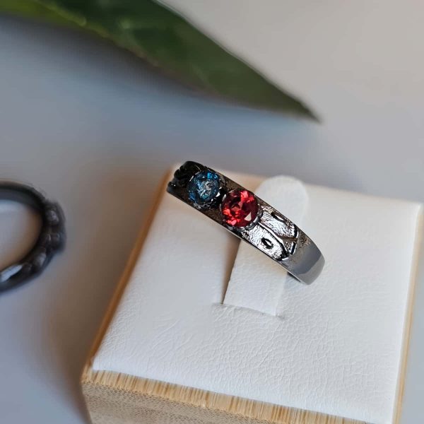 DR-GTC-03-3 Damenring mit Stein Zirkonia Rot Blau