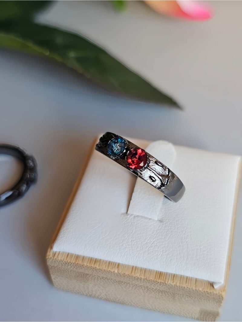 DR-GTC-03-3 Damenring mit Stein Zirkonia Rot Blau