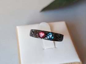 DR-GTC-03-4 Damenring mit Stein Zirkonia Rot Blau