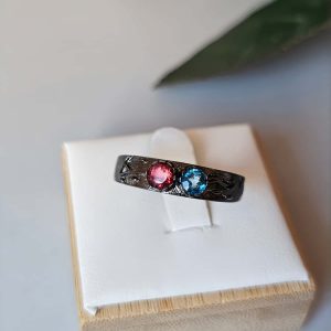 DR-GTC-03-4 Damenring mit Stein Zirkonia Rot Blau