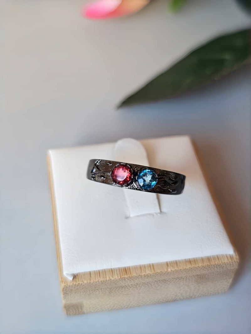 DR-GTC-03-4 Damenring mit Stein Zirkonia Rot Blau