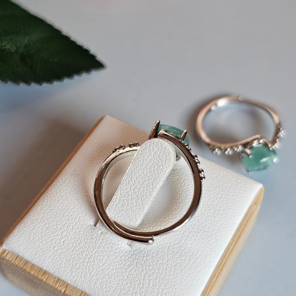 DR-TDS-04-3 Damenring mit Stein Grüner Glimmer Lepidolith in Augen Design