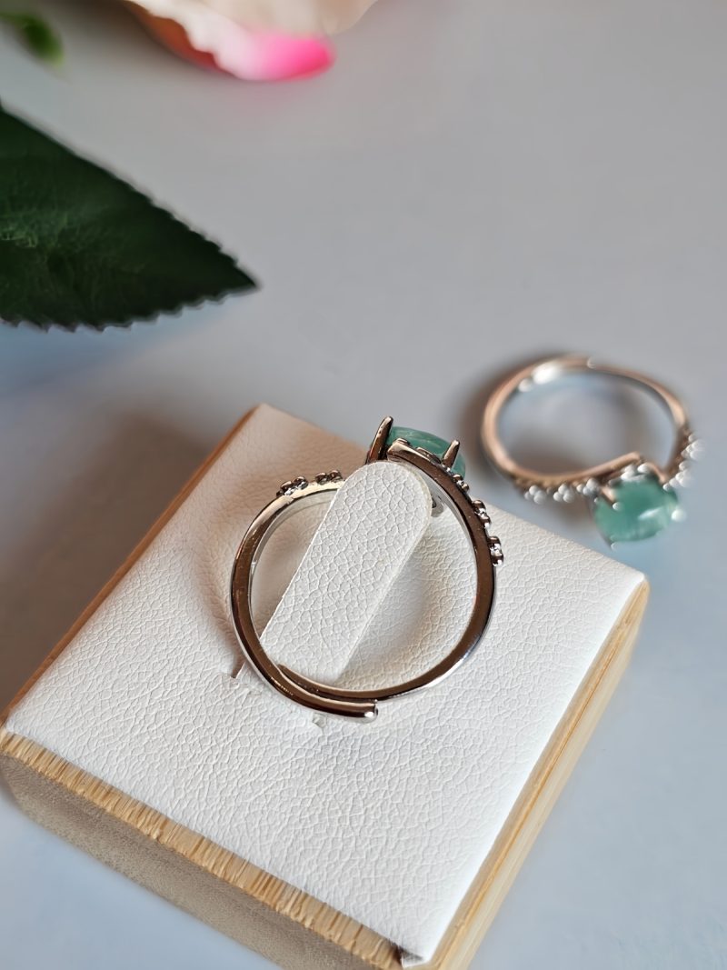 DR-TDS-04-3 Damenring mit Stein Grüner Glimmer Lepidolith in Augen Design