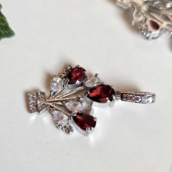 Modeschmuck Anhaenger, Hochwertige Schmuck, Halskette, Anhänger mit Granat und Zirkonia Stein-Ballon Rouge