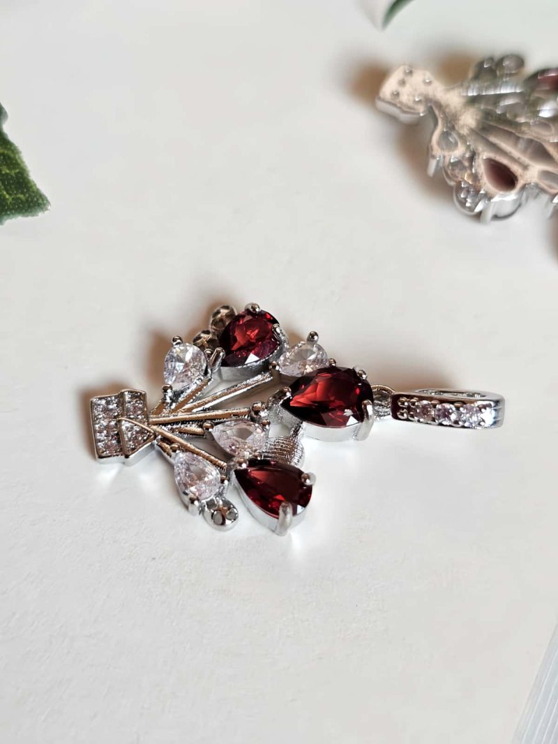 Modeschmuck Anhaenger, Hochwertige Schmuck, Halskette, Anhänger mit Granat und Zirkonia Stein-Ballon Rouge