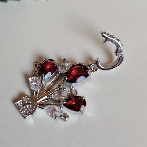 Modeschmuck Anhaenger, Hochwertige Schmuck, Halskette, Anhänger mit Granat und Zirkonia Stein-Ballon Rouge