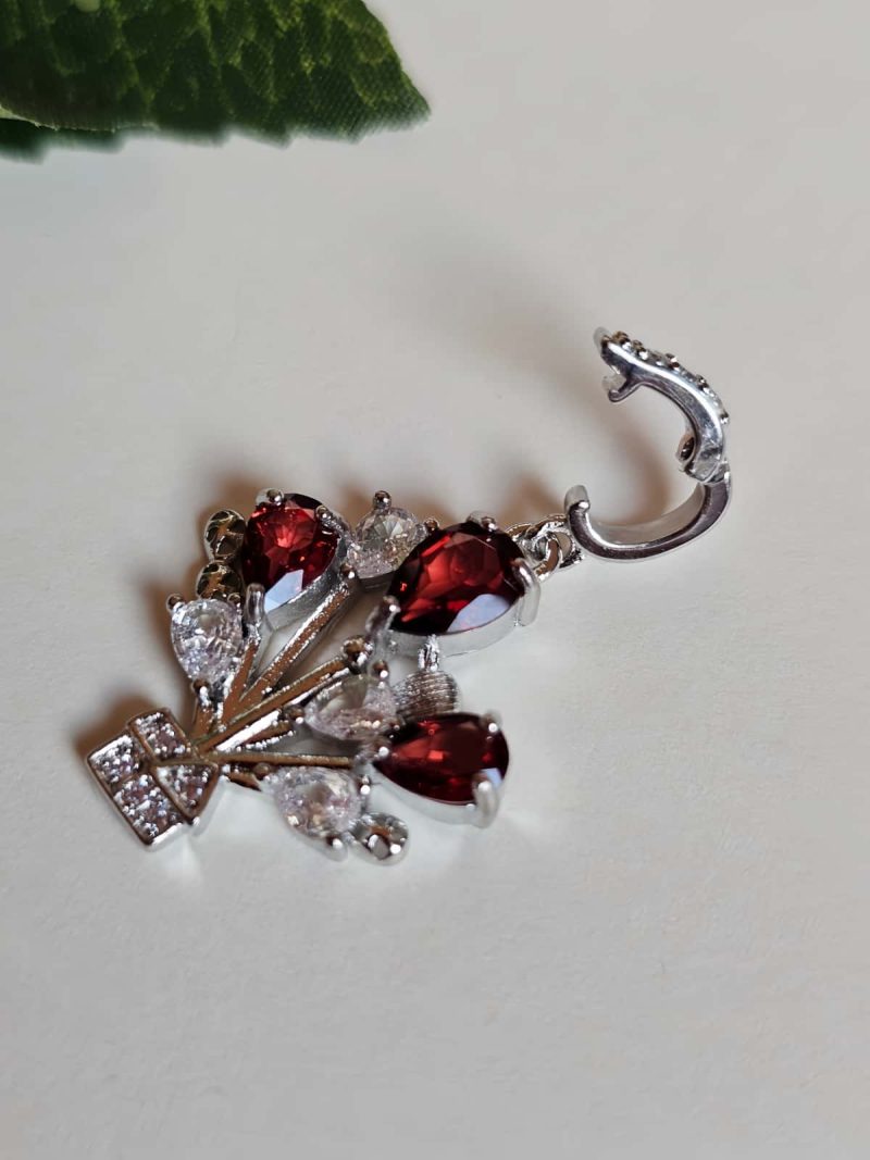 Modeschmuck Anhaenger, Hochwertige Schmuck, Halskette, Anhänger mit Granat und Zirkonia Stein-Ballon Rouge