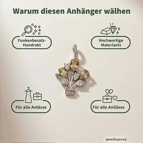 HA-TDS-02-8 Anhänger mit Citrin Quarz und Zirkonia Stein-Ballon Design