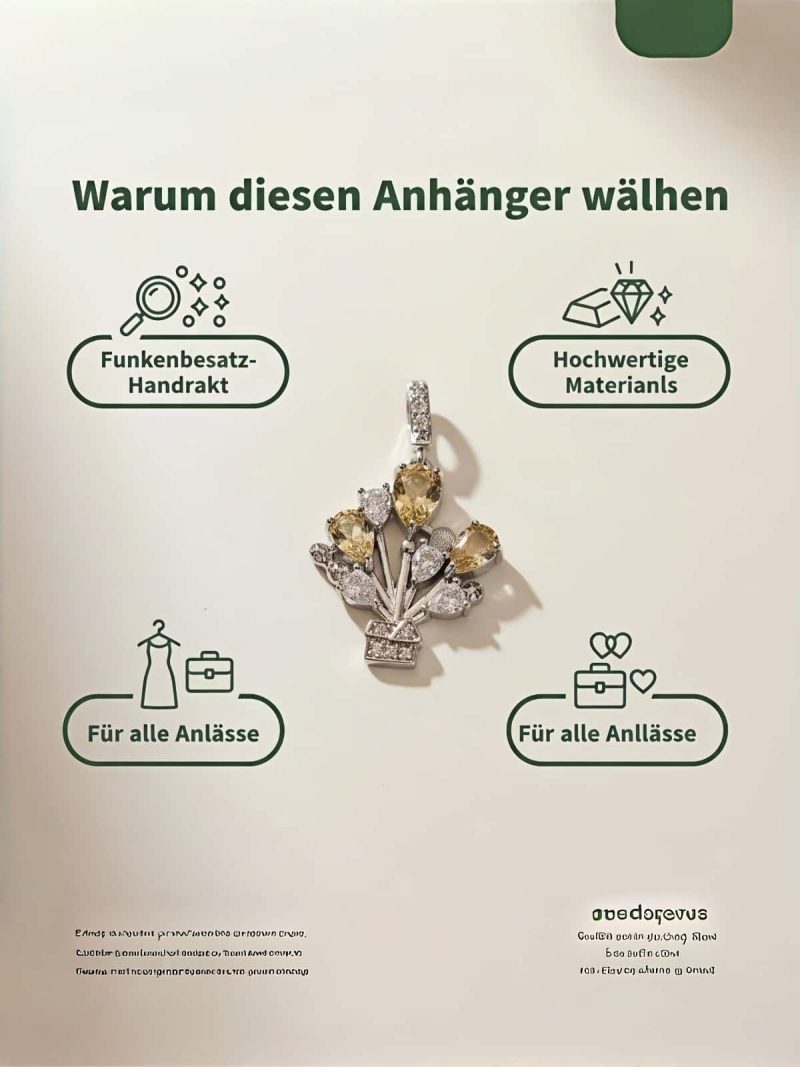 HA-TDS-02-8 Anhänger mit Citrin Quarz und Zirkonia Stein-Ballon Design