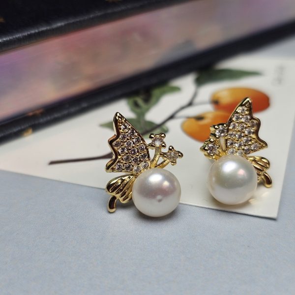 20260330_125432 Perlen Ohrring Schmetterling mit Zirkonia-Steinen, Liebendig