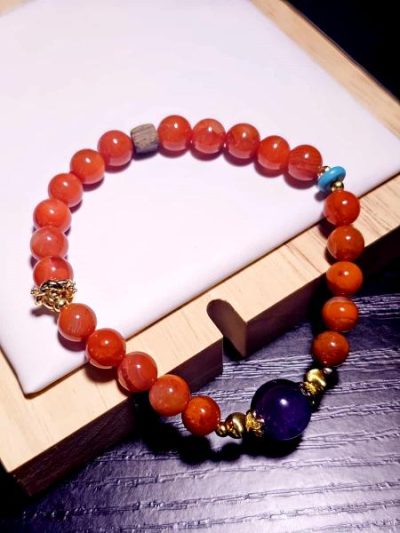 Achtarmband Perlenarmband, Damen Schmuck, Heilstein Schmuck, Rotestein