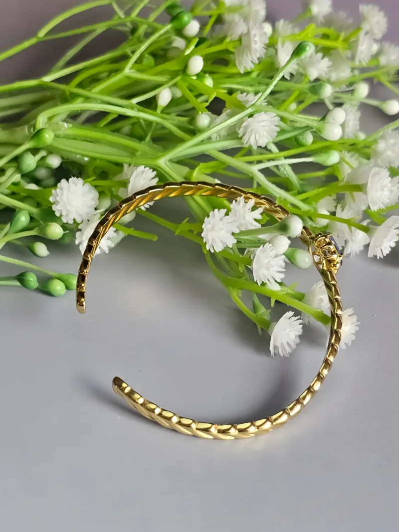 AB-SIL-01-5 925er Silber Vergoldet Offenes Armband mit Ovale Tansanit