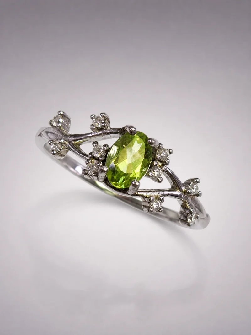 DR-SIL-02-1 925 Silber Ring mit natürlichem Peridot Edelstein – verstellbarer Damenring