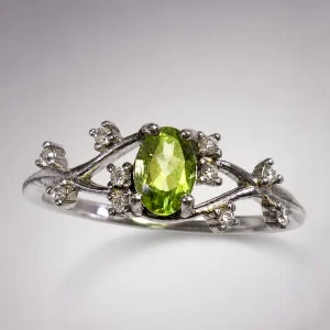 925 Silber Ring mit natürlichem Peridot Edelstein – verstellbarer Damenring