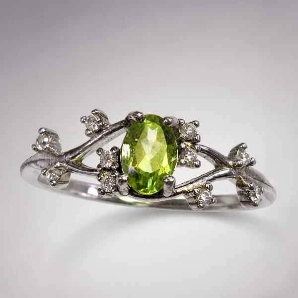 DR-SIL-02-2 925 Silber Ring mit natürlichem Peridot Edelstein – verstellbarer Damenring