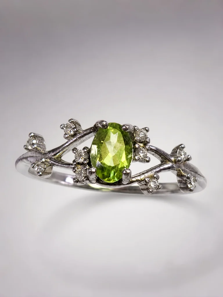 925 Silber Ring mit natürlichem Peridot Edelstein – verstellbarer Damenring