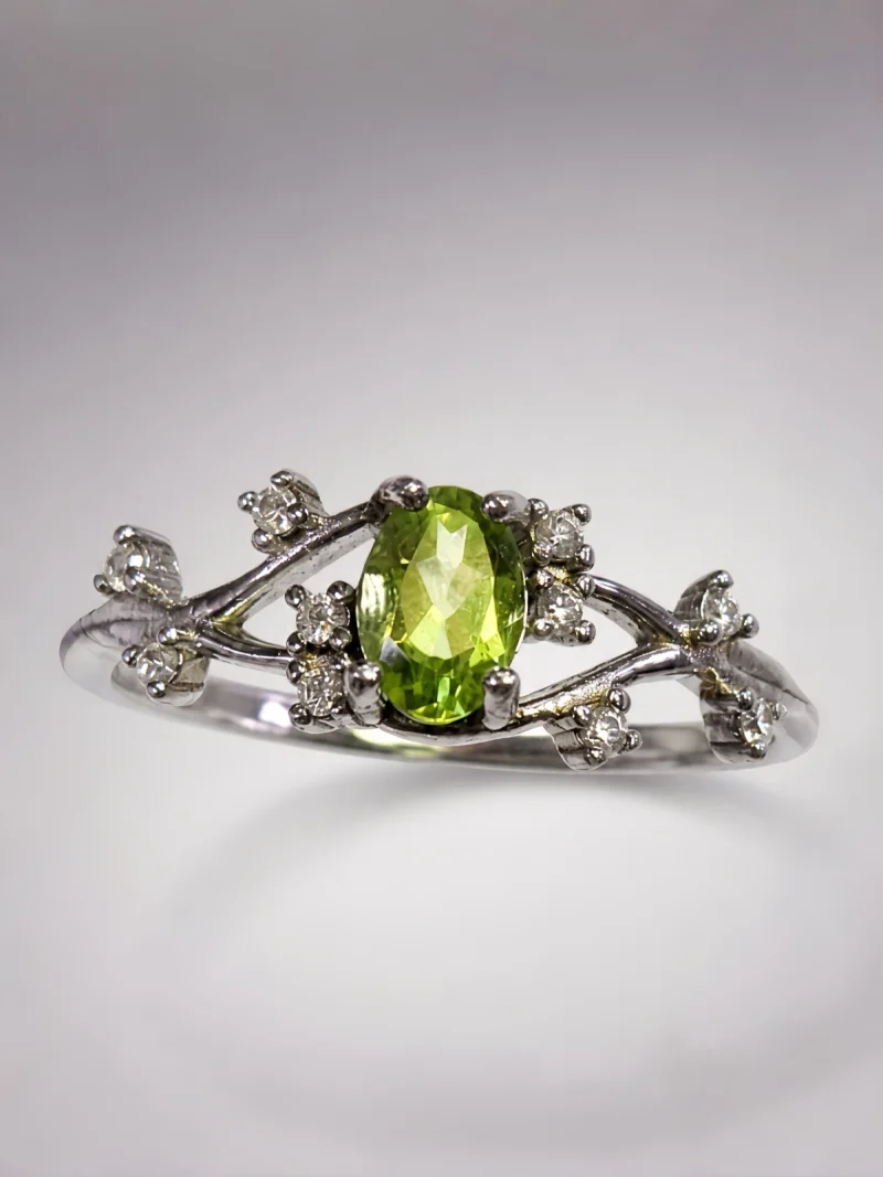 DR-SIL-02-2 925 Silber Ring mit natürlichem Peridot Edelstein – verstellbarer Damenring