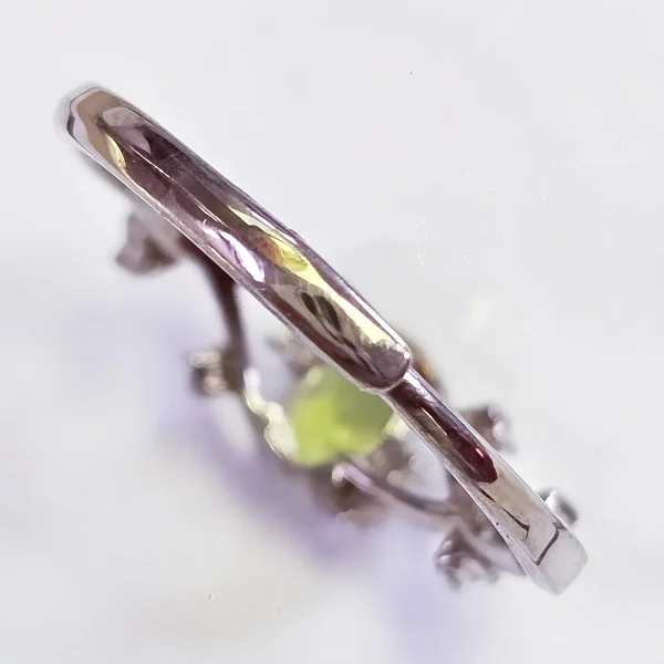 DR-SIL-02-4 925 Silber Ring mit natürlichem Peridot Edelstein – verstellbarer Damenring