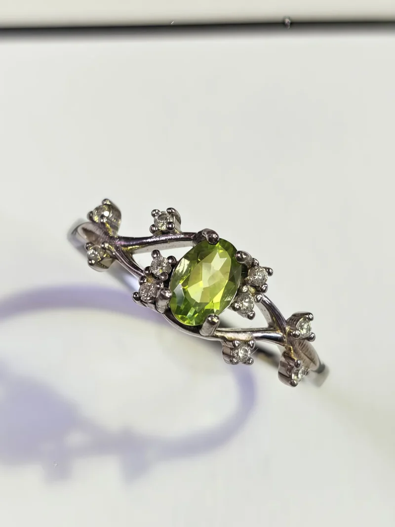 DR-SIL-02-5 925 Silber Ring mit natürlichem Peridot Edelstein – verstellbarer Damenring
