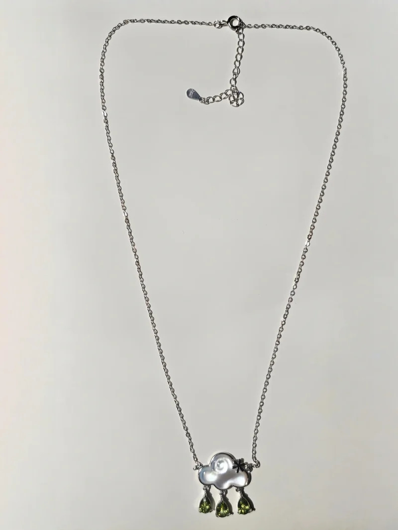 HK-SIL-03-1 926 Silber Halskette mit Peridot & Citrin – Asymmetrischer Anhänger