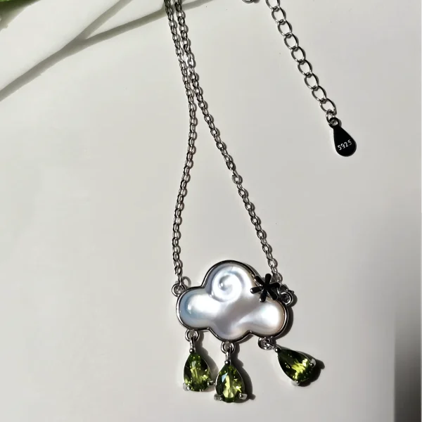 HK-SIL-03-2 926 Silber Halskette mit Peridot & Citrin – Asymmetrischer Anhänger