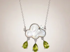 926 Silber Halskette mit Peridot & Citrin – Asymmetrischer Anhänger