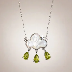 926 Silber Halskette mit Peridot & Citrin – Asymmetrischer Anhänger
