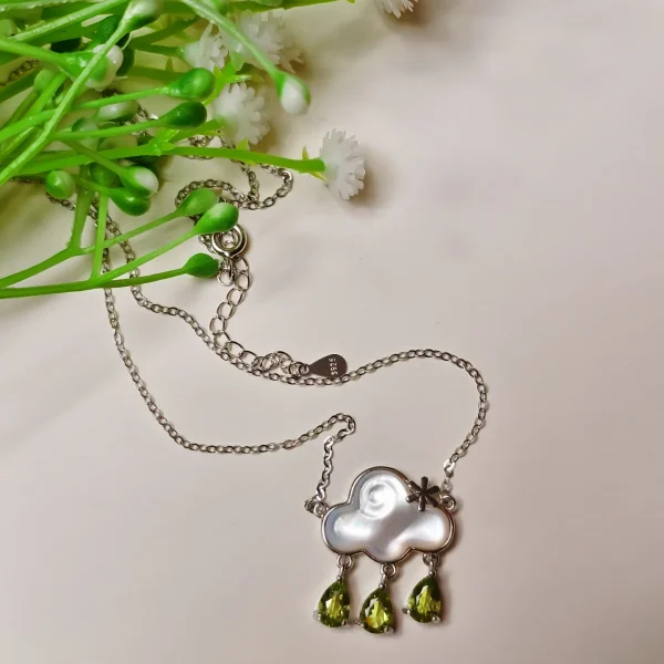 HK-SIL-03-4 926 Silber Halskette mit Peridot & Citrin – Asymmetrischer Anhänger