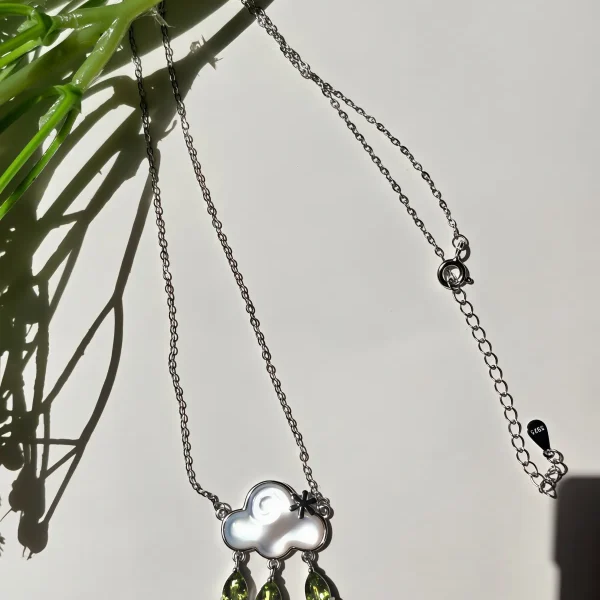 HK-SIL-03-5 926 Silber Halskette mit Peridot & Citrin – Asymmetrischer Anhänger