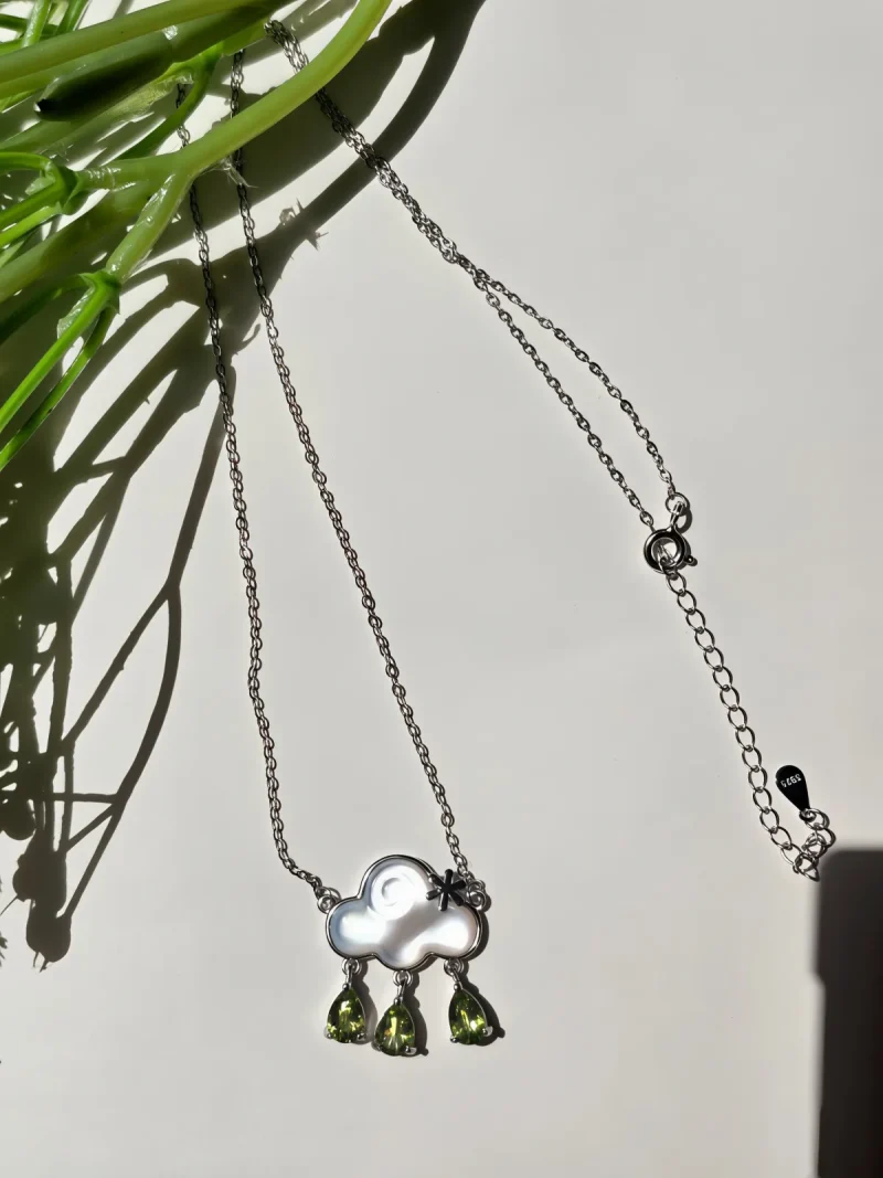HK-SIL-03-5 926 Silber Halskette mit Peridot & Citrin – Asymmetrischer Anhänger