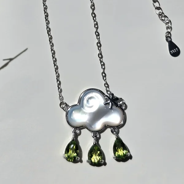 HK-SIL-03-6 926 Silber Halskette mit Peridot & Citrin – Asymmetrischer Anhänger